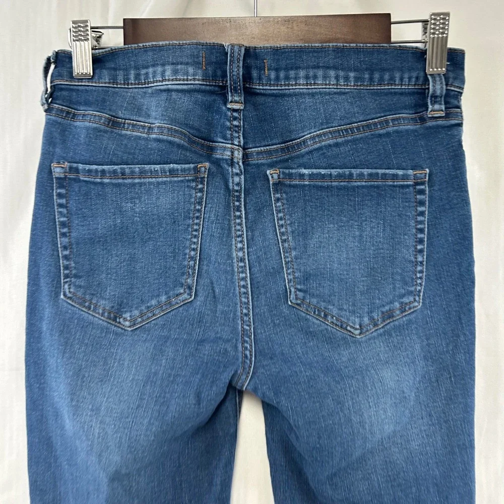 Free People Skinny Jeans Womens 28 Blue Distressed Frayed Fringe Hem